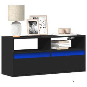 Mueble de TV de pared con luces LED negro 100x31x45 cm de , Muebles TV - Ref: Foro24-852335, Precio: 74,90 €, Descuento: %