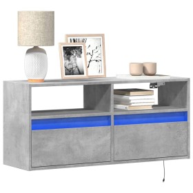 Mueble de TV de pared con luces LED gris hormigón 100x31x45 cm de , Muebles TV - Ref: Foro24-852337, Precio: 67,80 €, Descuen...
