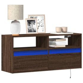 Mueble de TV de pared con luces LED marrón roble 100x31x45 cm de , Muebles TV - Ref: Foro24-852340, Precio: 73,52 €, Descuent...