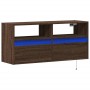 Mueble de TV de pared con luces LED marrón roble 100x31x45 cm de , Muebles TV - Ref: Foro24-852340, Precio: 73,52 €, Descuent...