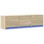 Mueble de TV LED madera de ingeniería roble Sonoma 140x34x40 cm de , Muebles TV - Ref: Foro24-852245, Precio: 94,11 €, Descue...