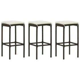 Taburetes de cocina con cojines 3 uds ratán sintético marrón by vidaXL, Kitchen stools - Ref: Foro24-313442, Price: 98,28 €, ...