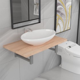 Conjunto de muebles de baño 2 piezas cerámica roble de , Muebles de baño - Ref: Foro24-279327, Precio: 93,16 €, Descuento: %