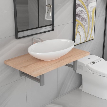Conjunto de muebles de baño 2 piezas cerámica roble de , Muebles de baño - Ref: Foro24-279327, Precio: 93,16 €, Descuento: %
