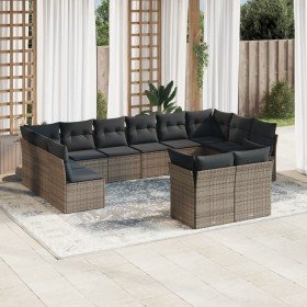 Set de sofás de jardín 12 pzas con cojines ratán sintético gris en Conjuntos de jardín | Comprar online en Foru.es