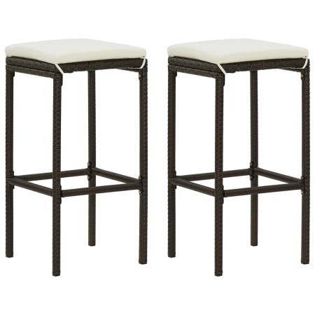 Taburetes de cocina con cojines 2 uds ratán sintético marrón de vidaXL, Taburetes de cocina - Ref: Foro24-313439, Precio: 51,...