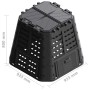 Compostador de jardín negro 93,3x93,3x80 cm 480 L de , Compostadores - Ref: Foro24-146276, Precio: 85,96 €, Descuento: %