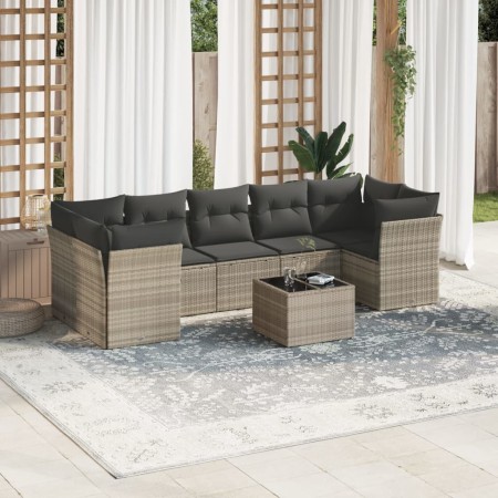 Set de sofás de jardín 8 pzas y cojines ratán sintético gris de , Conjuntos de jardín - Ref: Foro24-3249131, Precio: 562,31 €...
