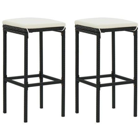 Taburetes de cocina con cojines 2 uds ratán sintético negro de vidaXL, Taburetes de cocina - Ref: Foro24-313440, Precio: 51,0...