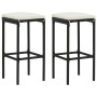 Taburetes de cocina con cojines 2 uds ratán sintético negro de vidaXL, Taburetes de cocina - Ref: Foro24-313440, Precio: 51,0...