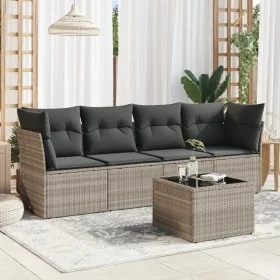 Set de sofás jardín y cojines 5 pzas ratán sintético gris claro de , Conjuntos de jardín - Ref: Foro24-3249081, Precio: 336,1...
