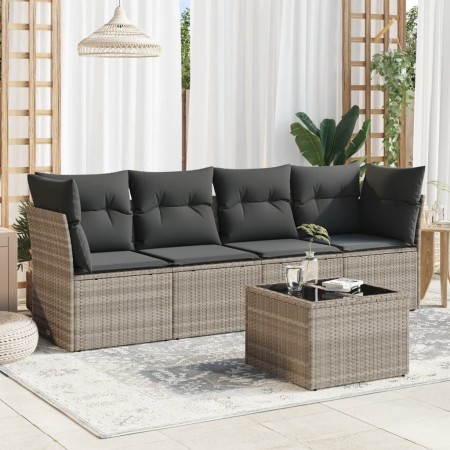 Set de sofás jardín y cojines 5 pzas ratán sintético gris claro de , Conjuntos de jardín - Ref: Foro24-3249081, Precio: 317,2...