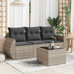 Set de sofás de jardín 4 pzas y cojines ratán sintético gris de , Conjuntos de jardín - Ref: Foro24-3221071, Precio: 283,09 €...