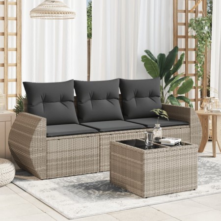 Set de sofás de jardín 4 pzas y cojines ratán sintético gris de , Conjuntos de jardín - Ref: Foro24-3221071, Precio: 283,09 €...