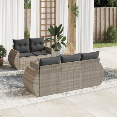 Set de sofás de jardín 6 pzas y cojines ratán sintético gris de , Conjuntos de jardín - Ref: Foro24-3221101, Precio: 458,98 €...