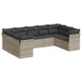 Set muebles jardín 9 pzas y cojines ratán sintético gris claro de , Conjuntos de jardín - Ref: Foro24-3249971, Precio: 633,30...