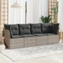 Set de sofás de jardín 4 pzas y cojines ratán sintético gris de , Conjuntos de jardín - Ref: Foro24-3217232, Precio: 260,36 €...