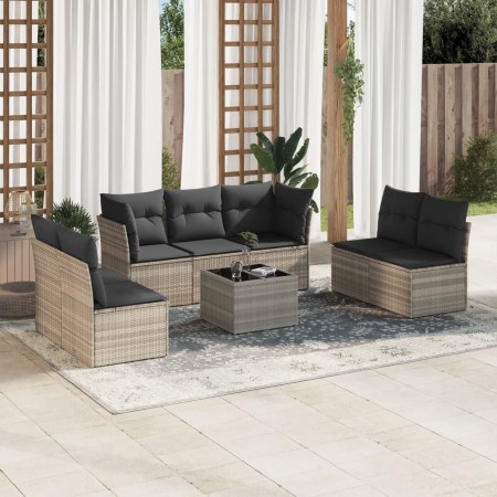 Set de sofás de jardín 8 pzas y cojines ratán sintético gris de , Conjuntos de jardín - Ref: Foro24-3249261, Precio: 506,60 €...