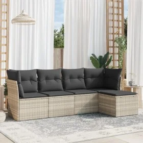 Set de sofás jardín y cojines 5 pzas ratán sintético gris claro de , Conjuntos de jardín - Ref: Foro24-3217562, Precio: 325,8...