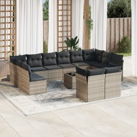 Set sofás de jardín con cojines 13 piezas ratán sintético gris de , Conjuntos de jardín - Ref: Foro24-3250281, Precio: 898,30...