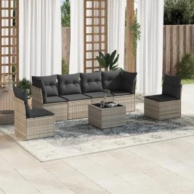 Set de sofás de jardín 7 pzas con cojines ratán PE gris claro de , Conjuntos de jardín - Ref: Foro24-3249221, Precio: 451,74 ...