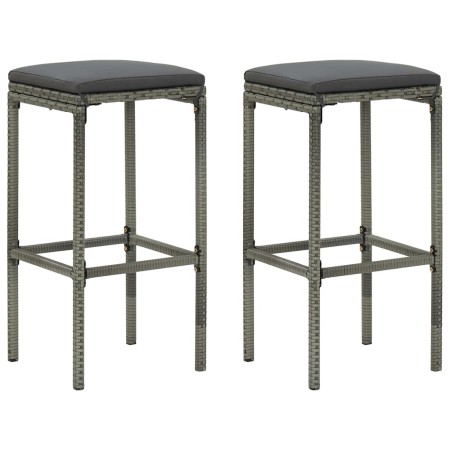 Taburetes de cocina con cojines 2 uds ratán sintético gris de vidaXL, Taburetes de cocina - Ref: Foro24-313441, Precio: 51,78...