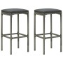 Taburetes de cocina con cojines 2 uds ratán sintético gris de vidaXL, Taburetes de cocina - Ref: Foro24-313441, Precio: 51,78...