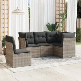 Set de sofás jardín y cojines 5 pzas ratán sintético gris claro de , Conjuntos de jardín - Ref: Foro24-3249481, Precio: 365,4...