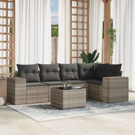 Set de sofás de jardín 6 pzas y cojines ratán sintético gris de , Conjuntos de jardín - Ref: Foro24-3254879, Precio: 430,16 €...