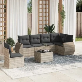 Set de sofás de jardín 7 pzas con cojines ratán PE gris claro de , Conjuntos de jardín - Ref: Foro24-3253779, Precio: 495,76 ...