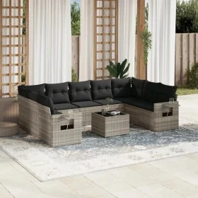 Set sofás jardín 10 pzas con cojines ratán sintético gris claro de , Conjuntos de jardín - Ref: Foro24-3252949, Precio: 668,8...
