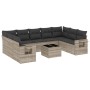 Set sofás jardín 10 pzas con cojines ratán sintético gris claro de , Conjuntos de jardín - Ref: Foro24-3252949, Precio: 657,7...