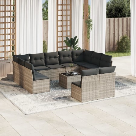 Set de sofás de jardín 12 pzas y cojines ratán sintético gris de , Conjuntos de jardín - Ref: Foro24-3250201, Precio: 843,44 ...