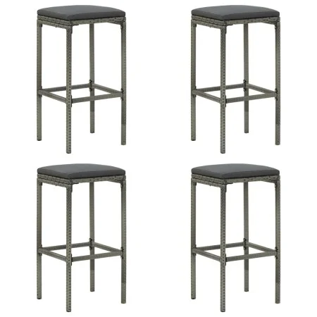 Taburetes altos con cojines 4 uds ratán sintético gris de vidaXL, Taburetes de cocina - Ref: Foro24-313447, Precio: 94,32 €, ...