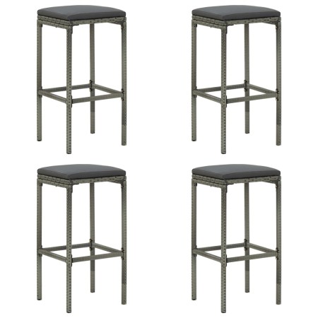 Taburetes altos con cojines 4 uds ratán sintético gris de vidaXL, Taburetes de cocina - Ref: Foro24-313447, Precio: 94,90 €, ...