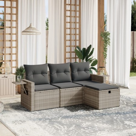 Set de sofás de jardín 4 pzas y cojines ratán sintético gris de , Conjuntos de jardín - Ref: Foro24-3263758, Precio: 265,47 €...