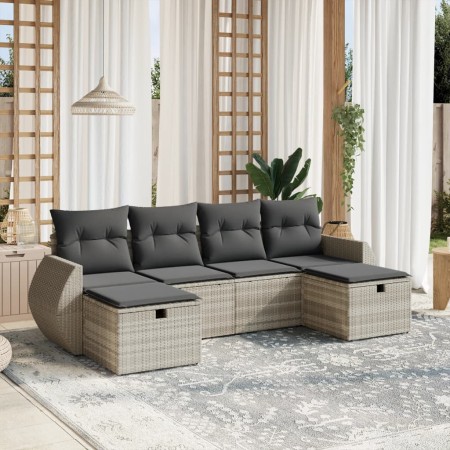 Set de sofás de jardín 6 pzas y cojines ratán sintético gris de , Conjuntos de jardín - Ref: Foro24-3264168, Precio: 387,70 €...