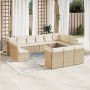 Set sofás de jardín con cojines 13 pzas ratán sintético beige en Conjuntos de jardín | Comprar online en Foru.es