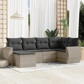 Set de sofás de jardín 6 pzas y cojines ratán sintético gris de , Conjuntos de jardín - Ref: Foro24-3253999, Precio: 439,31 €...