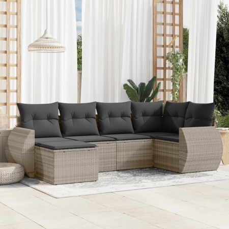 Set de sofás de jardín 6 pzas y cojines ratán sintético gris de , Conjuntos de jardín - Ref: Foro24-3253999, Precio: 430,66 €...