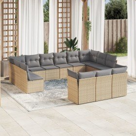 Set sofás de jardín con cojines 13 pzas ratán sintético beige en Conjuntos de jardín | Comprar online en Foru.es