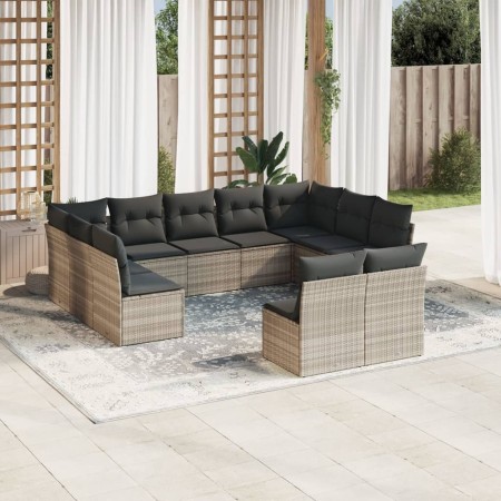 Set de sofás de jardín 11 pzas y cojines ratán sintético gris de , Conjuntos de jardín - Ref: Foro24-3250191, Precio: 734,70 ...