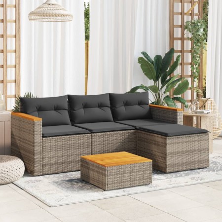 Set de sofá de jardín 3 pzas y cojines ratán sintético gris de , Conjuntos de jardín - Ref: Foro24-365827, Precio: 272,19 €, ...