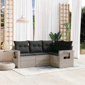 Set de sofás de jardín 4 pzas y cojines ratán sintético gris de , Conjuntos de jardín - Ref: Foro24-3220111, Precio: 300,39 €...