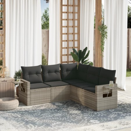 Set de sofás jardín y cojines 5 pzas ratán sintético gris claro de , Conjuntos de jardín - Ref: Foro24-3220151, Precio: 349,9...