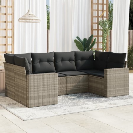 Set de sofás de jardín 6 pzas y cojines ratán sintético gris de , Conjuntos de jardín - Ref: Foro24-3219372, Precio: 417,64 €...
