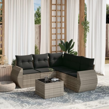 Set de sofás de jardín 6 pzas y cojines ratán sintético gris de , Conjuntos de jardín - Ref: Foro24-3221361, Precio: 416,31 €...