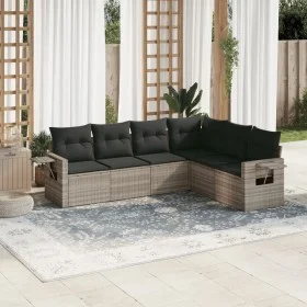 Set de sofás de jardín 6 pzas y cojines ratán sintético gris de , Conjuntos de jardín - Ref: Foro24-3252549, Precio: 421,13 €...