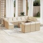 Set sofás de jardín 14 pzas con cojines ratán sintético beige en Conjuntos de jardín | Comprar online en Foru.es