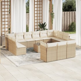Set sofás de jardín 14 pzas con cojines ratán sintético beige en Conjuntos de jardín | Comprar online en Foru.es